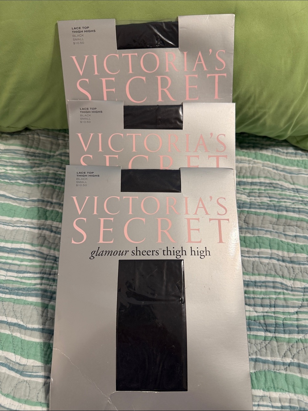 Victoria's Secret VINTAGE Black Glamour Sheers Thigh Highs - Pack of 3